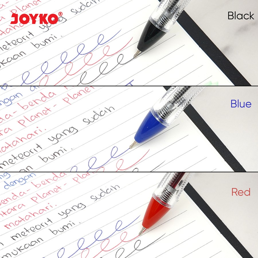 Ball Pen Pulpen Pena Joyko BP-349 Vokus Trans 0.7 mm Hitam / Biru / Merah