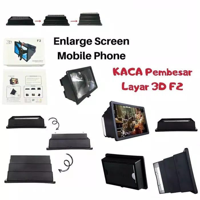 Kaca Pembesar Layar Hp Anti Radiasi Mata/ Kaca Pembesar Layar Smartphone Portable 3D F2 NEW