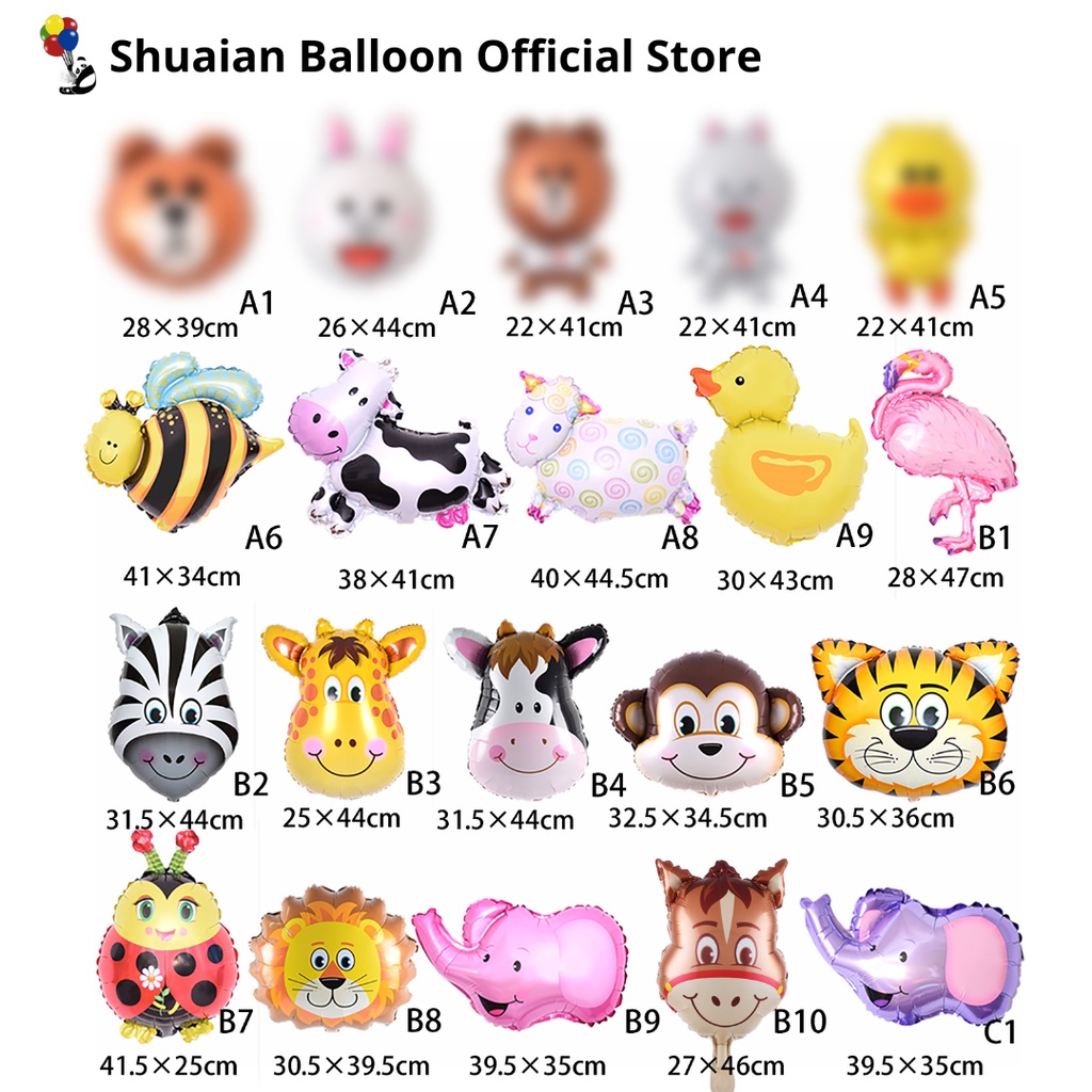 Balon Foil Karakter Mini Animal Gajah Bebek Sapi Rabbit Lebah Domba Monkey kartun