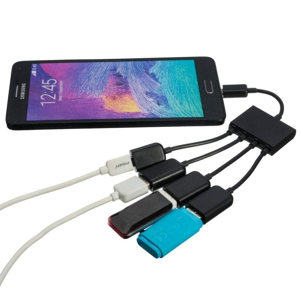 Konektor Kabel CHARGE HUB OTG USB Mikro 4port Spliter MICRO USB OTG CHARGE HUB OTG HUB Extension Docking (OTG+3Port HUB 2.0) Untuk Smartphone Tablet PC