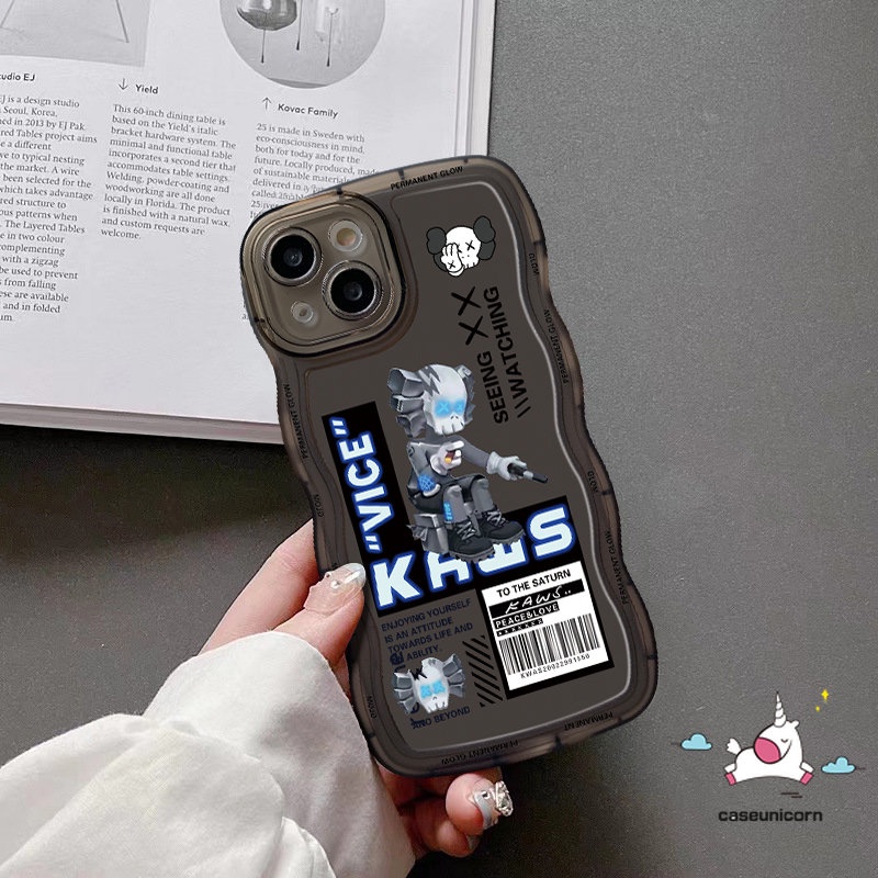 IPHONE Casing Ponsel Kompatibel Untuk Iphone11 14 13 12 Pro Max XR 14 6 6s 8 7 Plus X XS Max SE 2020 Kartun Trendy Beruang Kekelent Wavy Edge Soft Tpu Back Cover