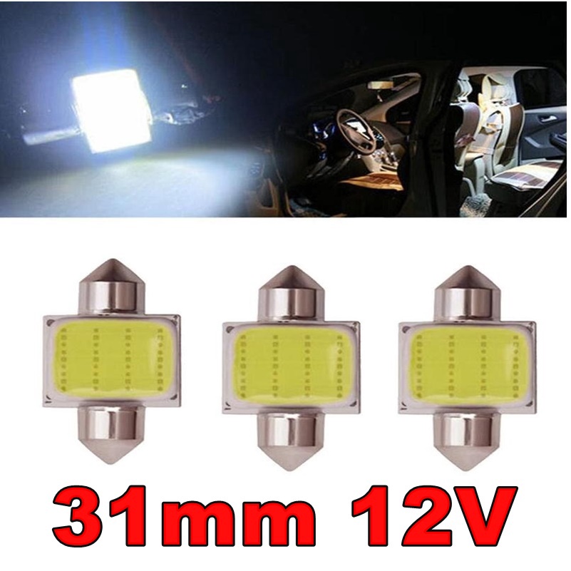 Led Festoon Plafon Kabin Interior Mobil COB Ukuran 31mm 12v - Putih