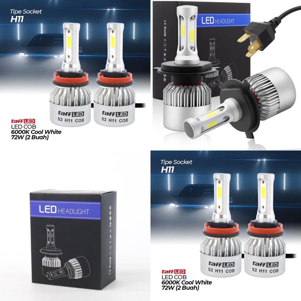 Lampu Mobil LED COB 8000LM S2 Chip Cool White 2 PCS - S2