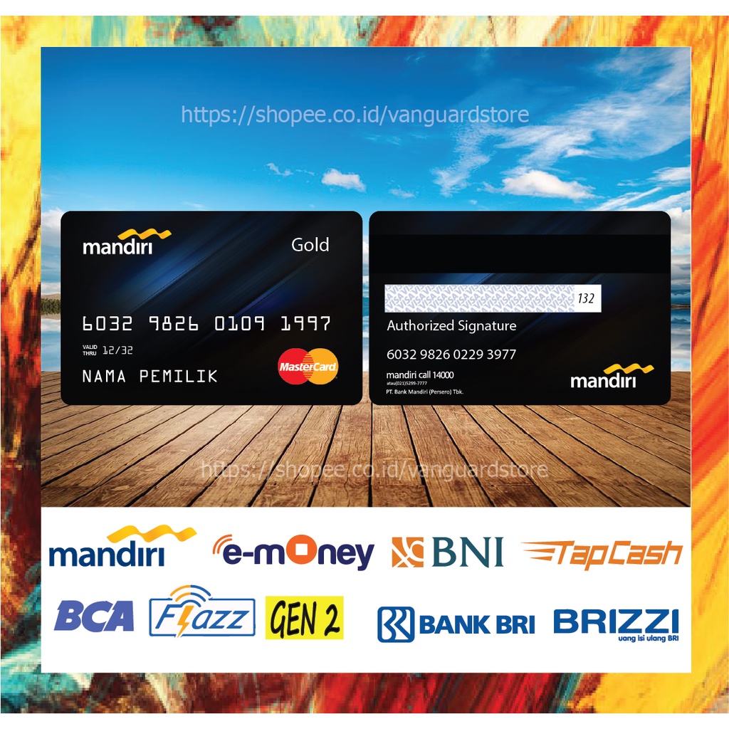 KARTU E MONEY E TOLL KARTU MANDIRI GOLD BLUE MASTERCARD DEBIT CREDIT EMONEY MANDIRI FLAZZ BCA BNI TAPCASH BRIZZI BRI - 2 SISI