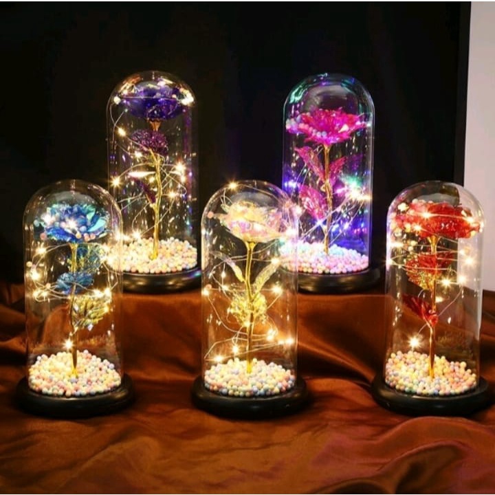 BUNGA MAWAR LAMPU LED DEKORASI BEAUTY AND THE BEAST ROSE BESAR