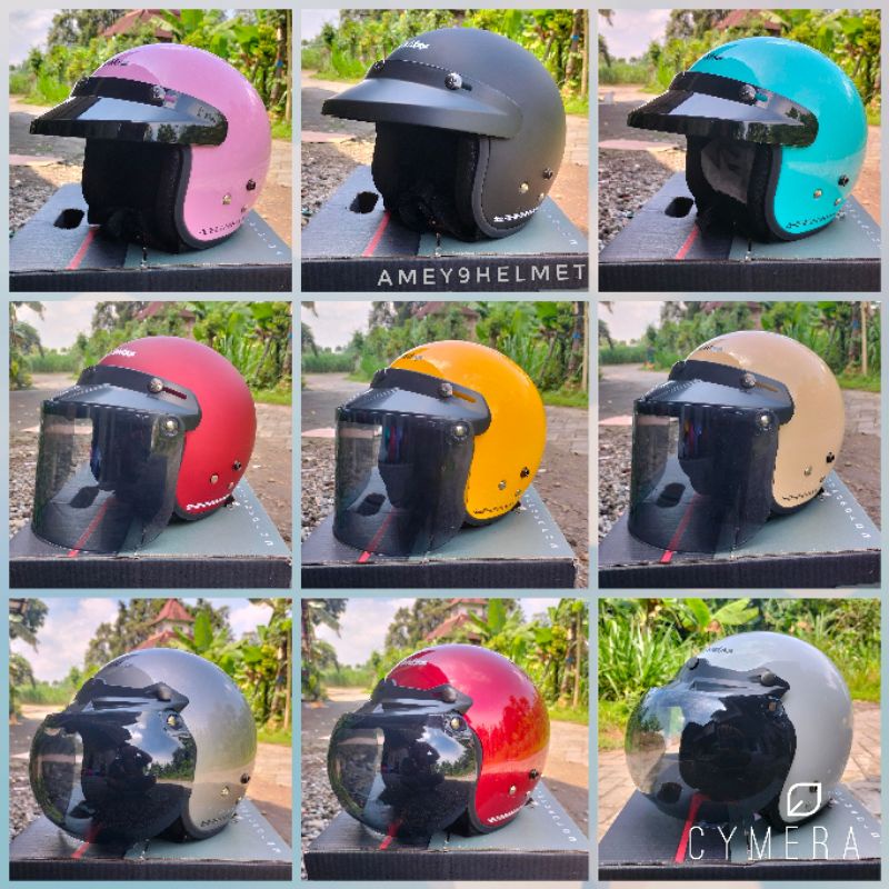 Helm Bogo Anak JM Carkidss Retro Junior Full Leher Kaca Datar Kaca Cembung Original Sni