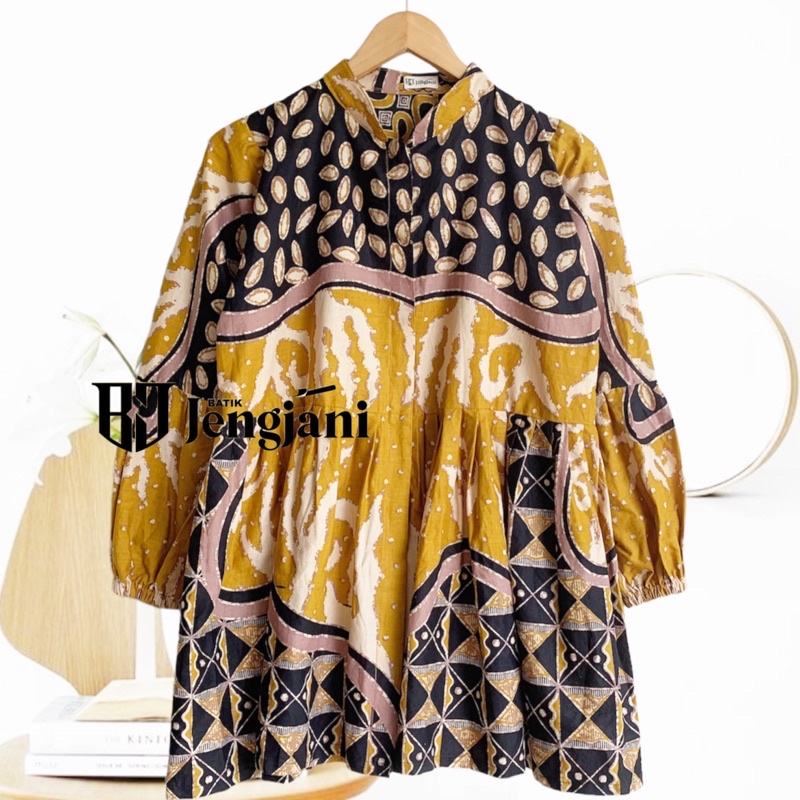 Blouse Batik Arsyi | Blus Batik Abstrak | Baju Wanita Seragam Kerja Kekinian