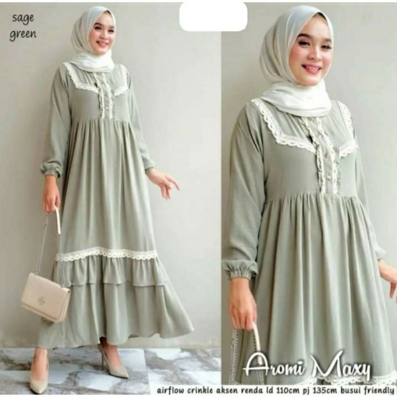 Aromi maxy dress crinkle renda // Aromy maxy dress crinkle renda