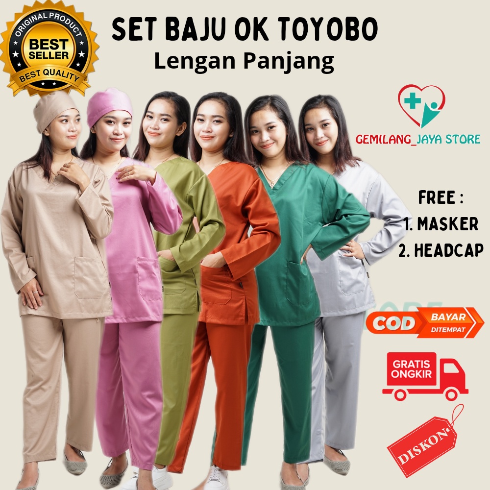 Baju OK Toyobo/Baju Jaga Medis/Baju OK Lengan Panjang/Scrub Perawat