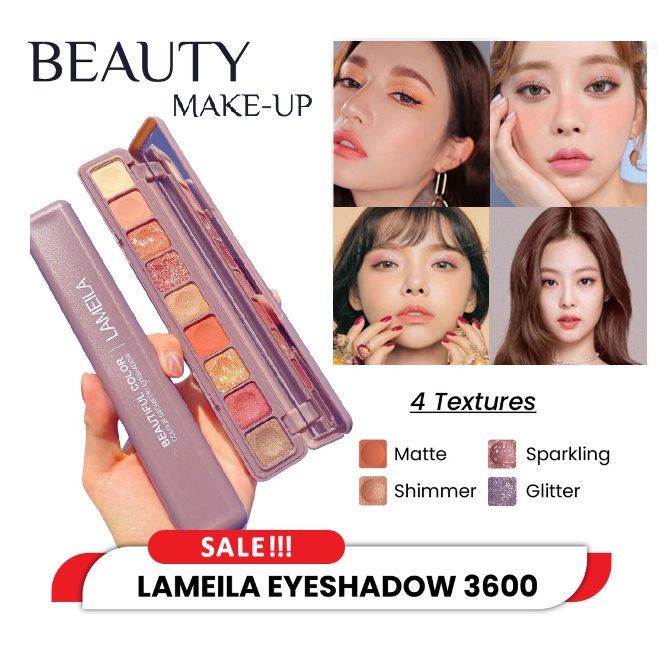 BAJ Lameila Korean Eyeshadow Palette 9 Warna Matte Pigmented Eyeshadow Murah Glitter Eyeshadow 3600 AK095