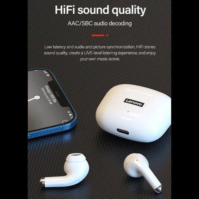 Lenovo LP40 True Wireless Bluetooth Earphone Mini Earbuds TWS - Pink