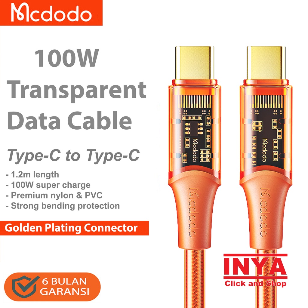 KABEL DATA TYPE C MCDODO CA-2111 TRANSPARENT DATA CABLE Type-C to Type-C 1.2m