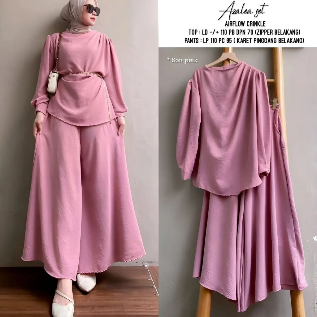 AZALEA SET MC BAHAN CRINKLE AIRFLOW MOTIF POLOS Setelan Wanita Kekinan Jumbo Ukuran M L XL XXL SETELAN WANITA KOREAN STYLE MUSLIM ONE SET FASHION MUSLIM KONDAGAN