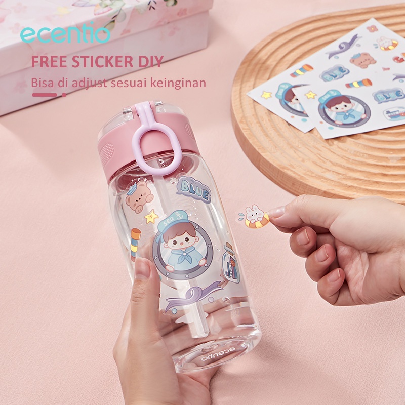 ecentio &amp; FOODI botol minum anak sekolah 500ml/botol minum 500ml hijau/pink/food grade/tumbler minum portable/bpa free