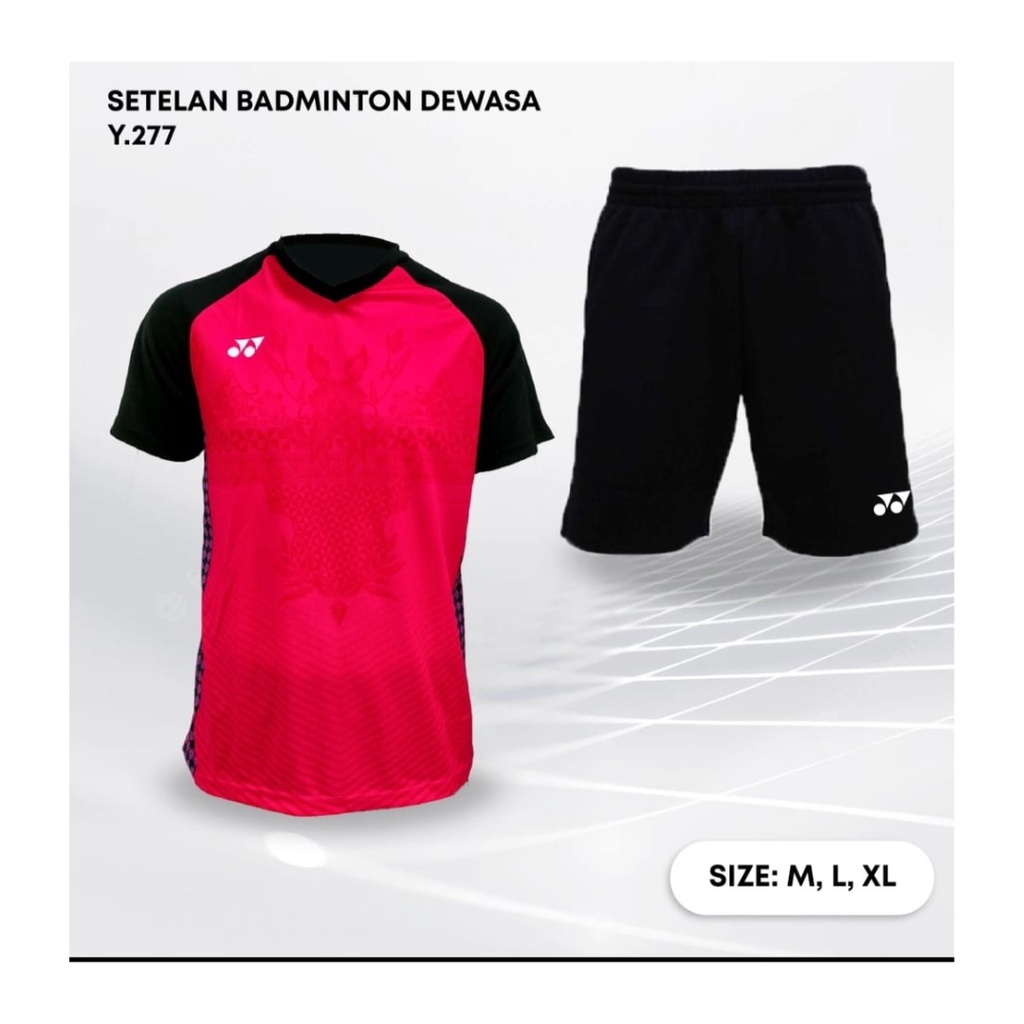 Kaos bulutangkis pria Y277 setelan baju celana badminton jersey wanita dewasa t-shirt outfit seragam jarsey kostum olahraga pakaian apparel sport jersy bulu tangkis casual jersi sudirman thomas uber cup print custom suit magenta polos