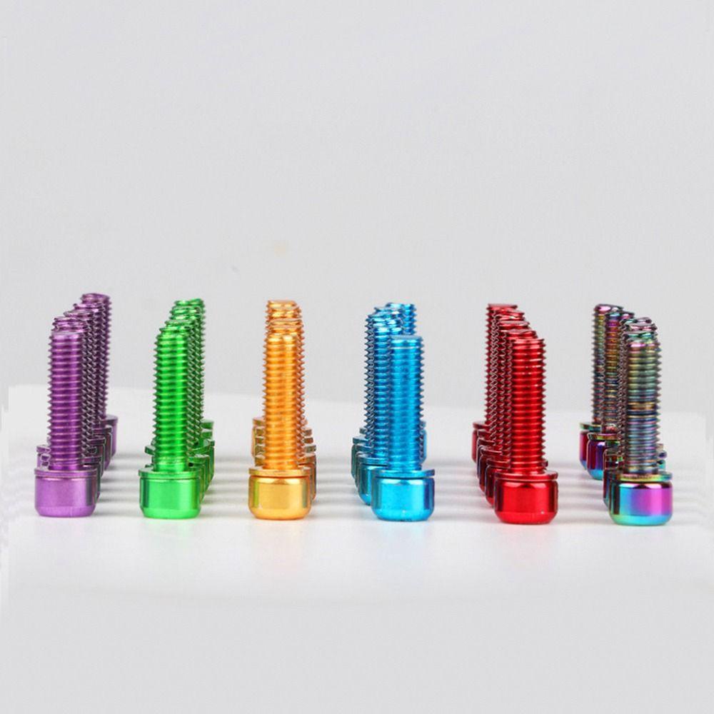 R-FLOWER 6pcs Baut Tetap Aksesoris Lapis Ti Dengan Sekrup Batang Sepeda Washer