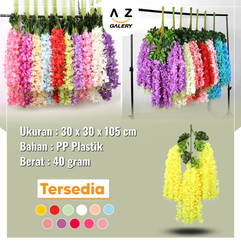 Tanaman Bunga Wisteria Hias Rambat Dekorasi Fleur Dinding Rumah Pelaminan Pajangan Artificial Flowers Daun Juntai Azgalery PBP102