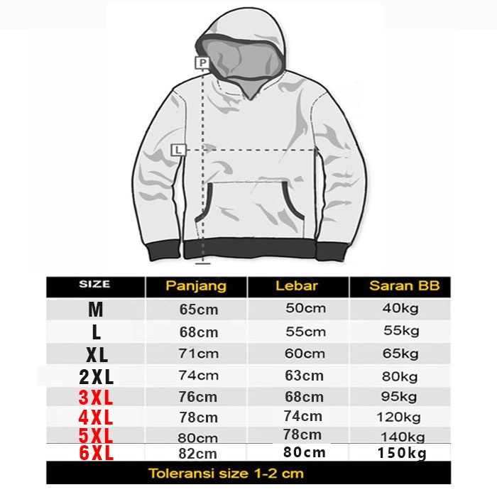 SWEATER HOODIE OVERSIZE M-6XL NUTHING HOODIE UNISEX JUMBO