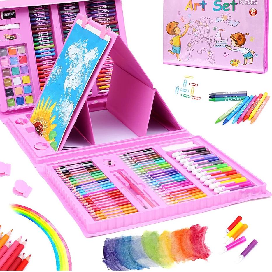 

Hot Sale 208pcs Crayon Anak Pengasah Set Alat Menggambar Melukis Anak-anak Crayon Cat Air Pensil