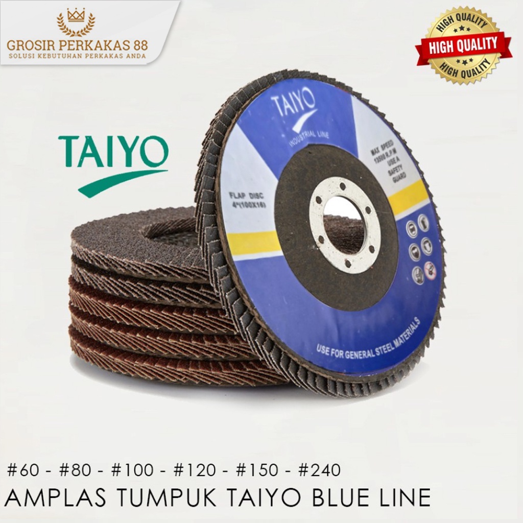 Amplas Susun Gerinda Kayu Besi Ampelas Grinda Flapdisk Grid 60 80 100 120 150 240 Taiyo