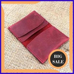 

perkakas dompet kartu Crazy horse merah dompet kartu kulit lipat dua 2ZJN23