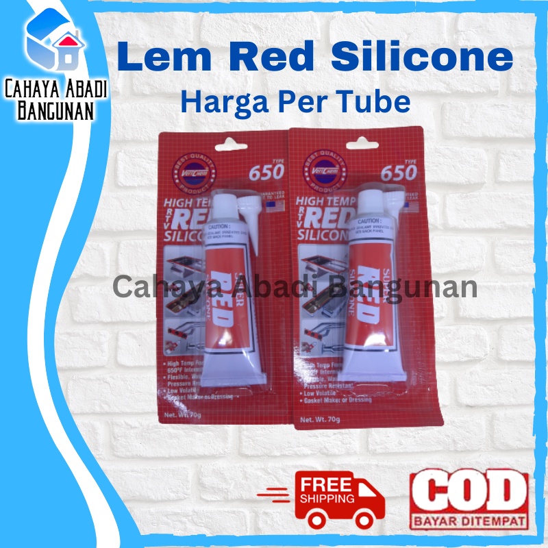 Lem High Temp RED Silicone USA 650 70gr - Sealant Paking Gasket Merah