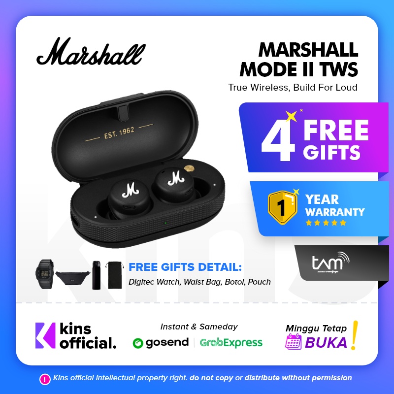 Marshall Mode II True Wireless Earphones - Marshall Mode 2 Garansi Resmi