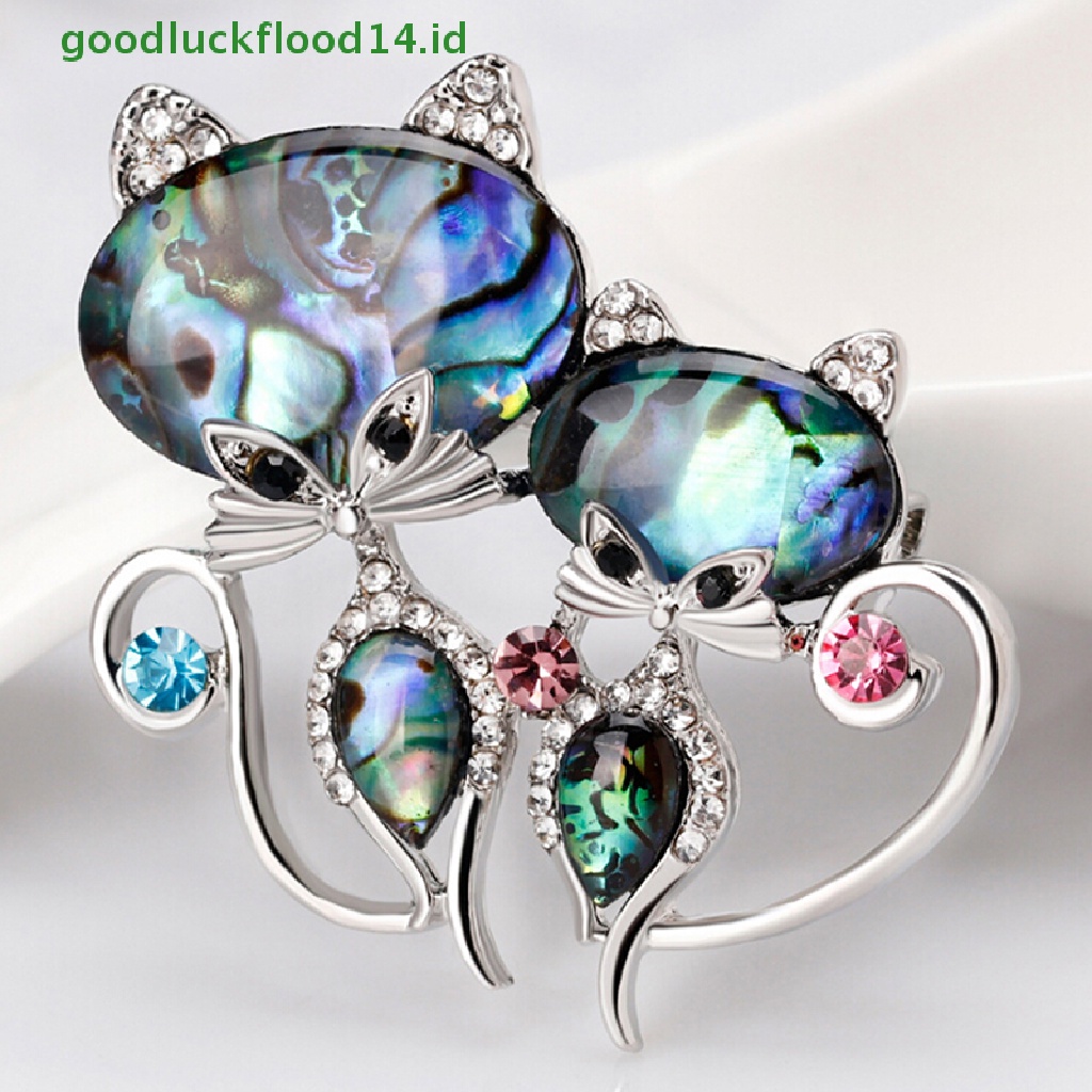 [GOOGFOUR] Perak Abalone Shell Kristal Bros Pin Wedding Bridal Bouquet Hewan Kucing Bros [TOP]