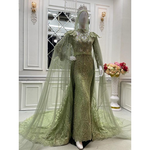 GAUN PENGANTIN SLIM DUYUNG BERKOR NOTIF TERBARU//KEBAYA WEDDING DRESS MUSLIM //BAJU PENGANTIN MEWAH FULL PAYET //GAUN PENGATEN MODERN MASSA KINI