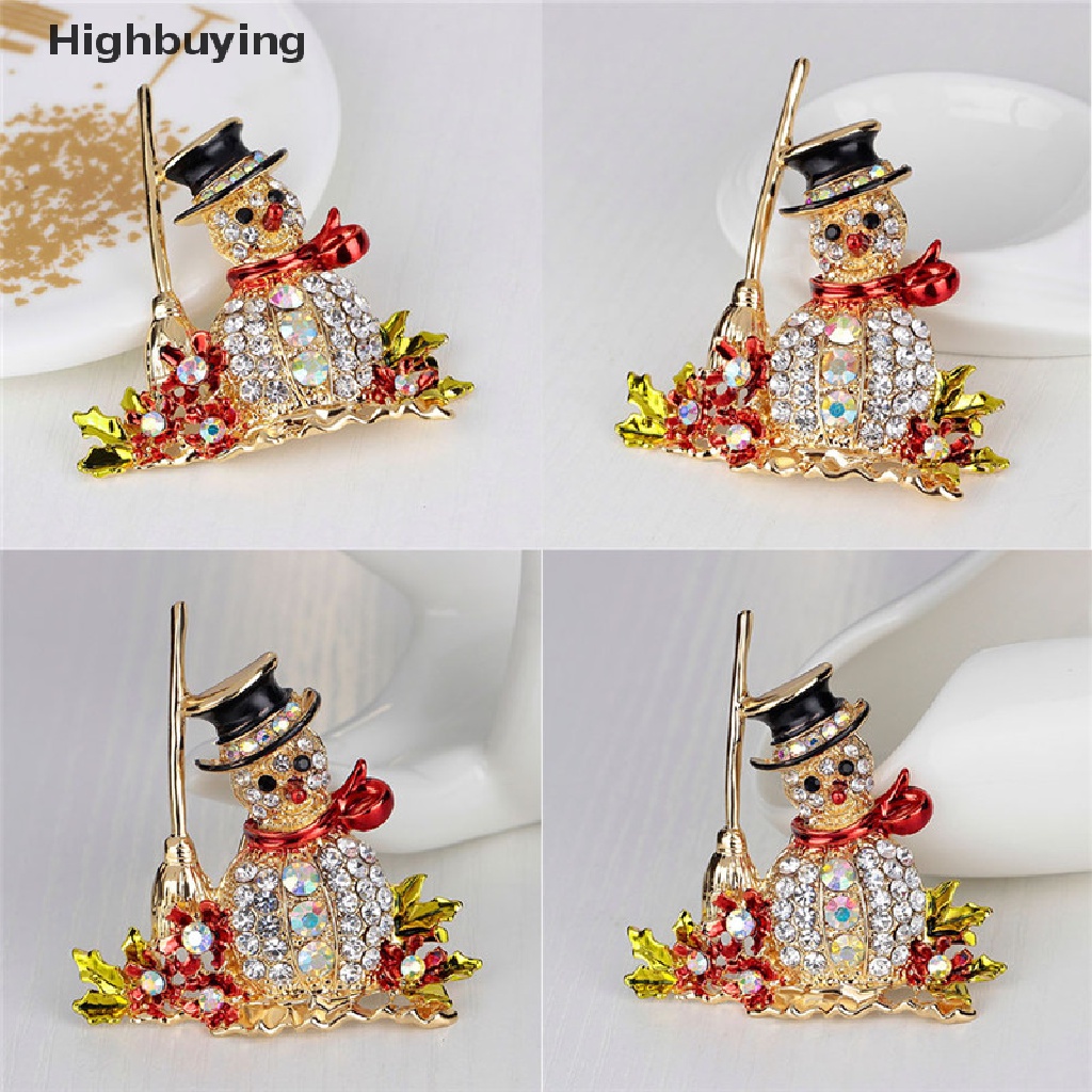 Hbid Panas Gaya Baru Indah Ctystal Berlian Imitasi Natal Snowman Bros Pin Xmas GiftsHot FashionStyle Indah Ctystal Glory