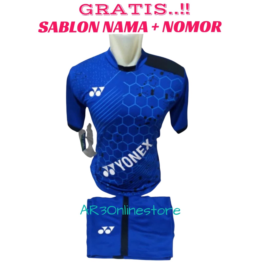 ( FREE SABLON NAMA + NOMOR ) Baju stelan olahraga pria/wanita kaos badminton bulutangkis tenis voli bola futsal terbaru