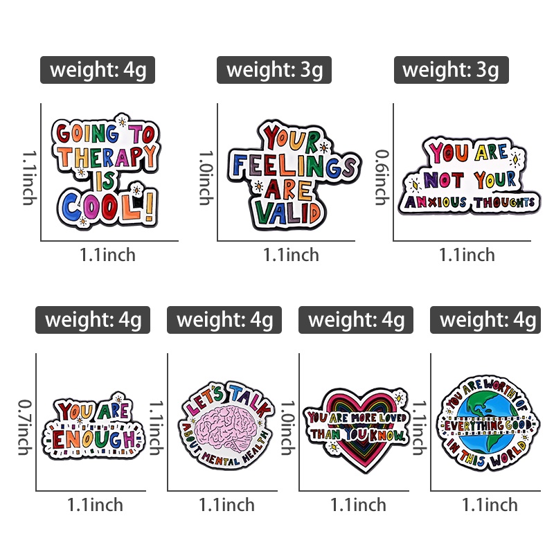 Pergi Terapi Keren Enamel Pin Warna-Warni Slogan Quotes Otak Bros Lencana Kerah Pin Kartun Perhiasan Bros Lencana Hadiah