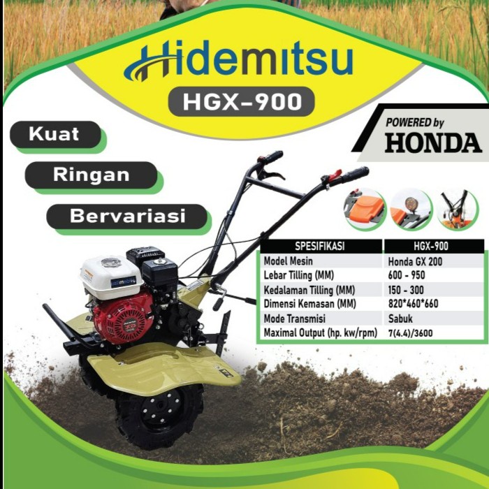 Mini Tiller Cultivator Honda Hidemitsu HGX900 Bajak Sawah