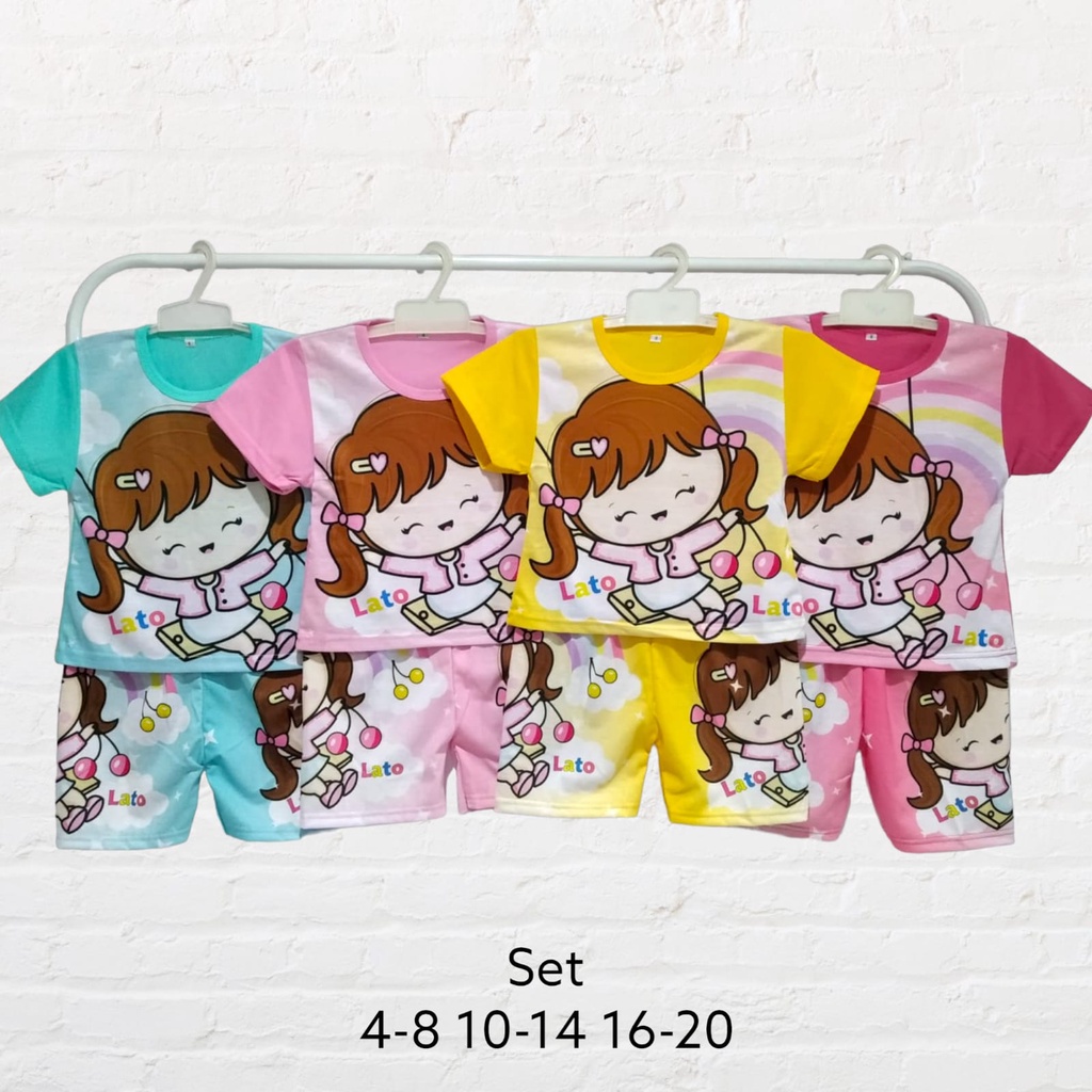 BAJU LATO2 ANAK PEREMPUAN BUAT USIA 2-19 TAHUN/SETELAN LATO2 PENDEK-PENDEK