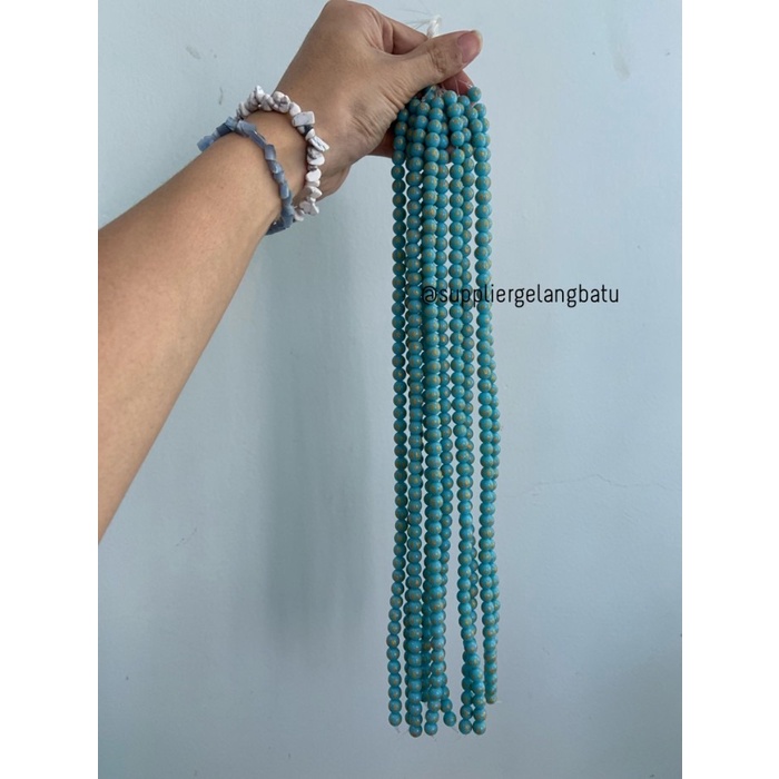 Batu Tibet BIRU MUDA DOFF 8mm Mantra Beads Oak Guru om mani Padme Hum