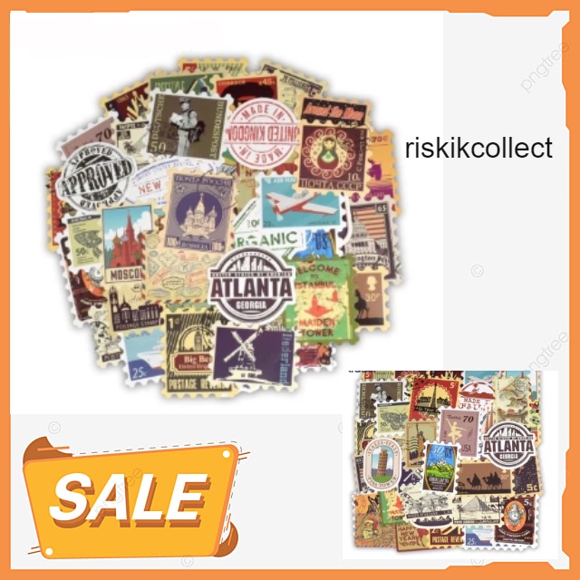 

Stiker Koper 50 Pcs Retro Luggage Laptop Sticker
