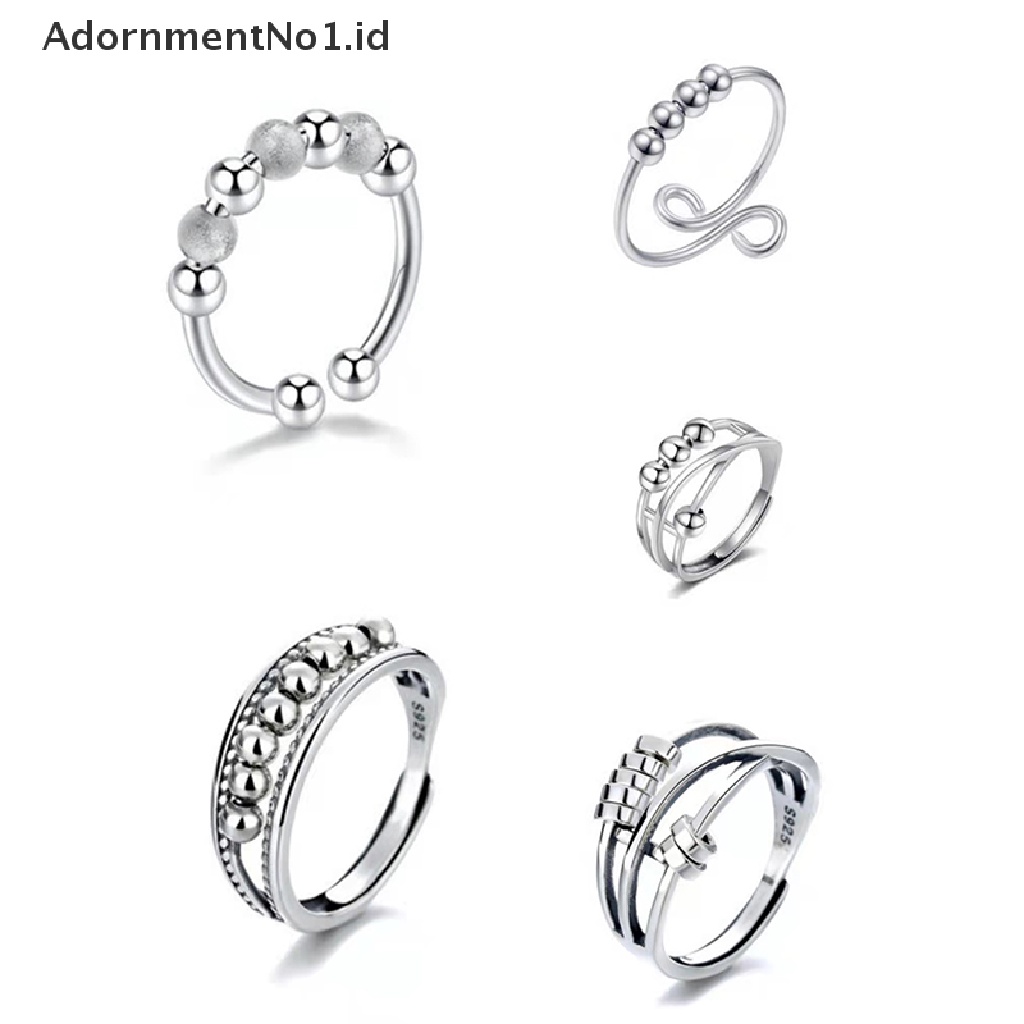 [AdornmentNo1] Cincin Kecemasan Pembukaan Yang Dapat Disesuaikan Fidget Ring Dengan Manik-Manik Cincin Perhiasan Penghilang Stres [ID]