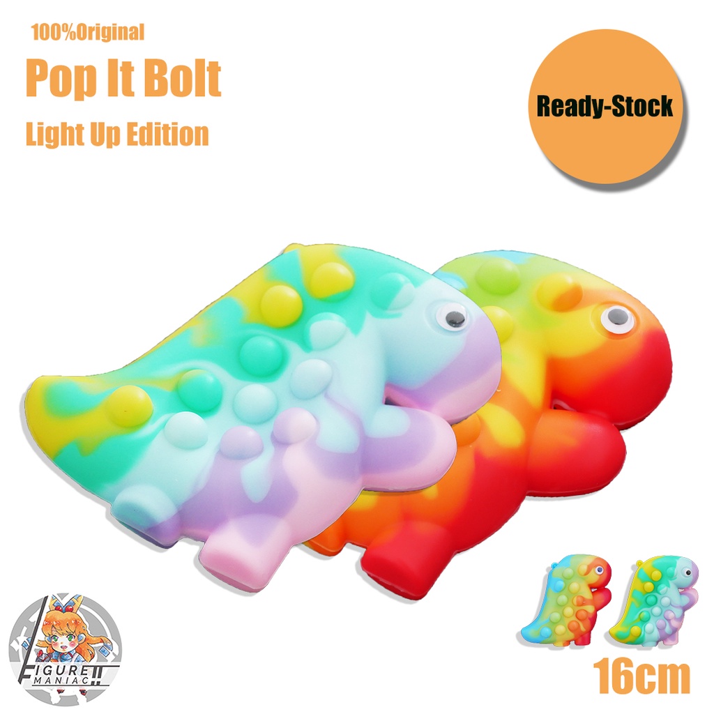 Mainan Anak - Pop It Pop Games Squishy Bolt Dino Edition Pop LED Light UP Mainan Anak Murah Lucu Aman Poptubes Klik