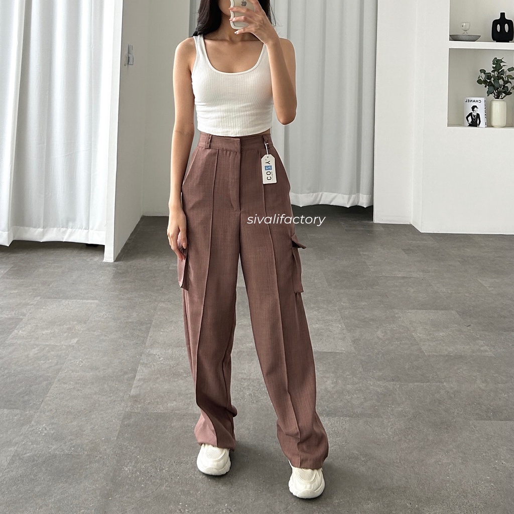 SIVALI Harper Cargo Pants - Highwaist Loose Cargo - Celana Kargo Wanita - Baggy Pants