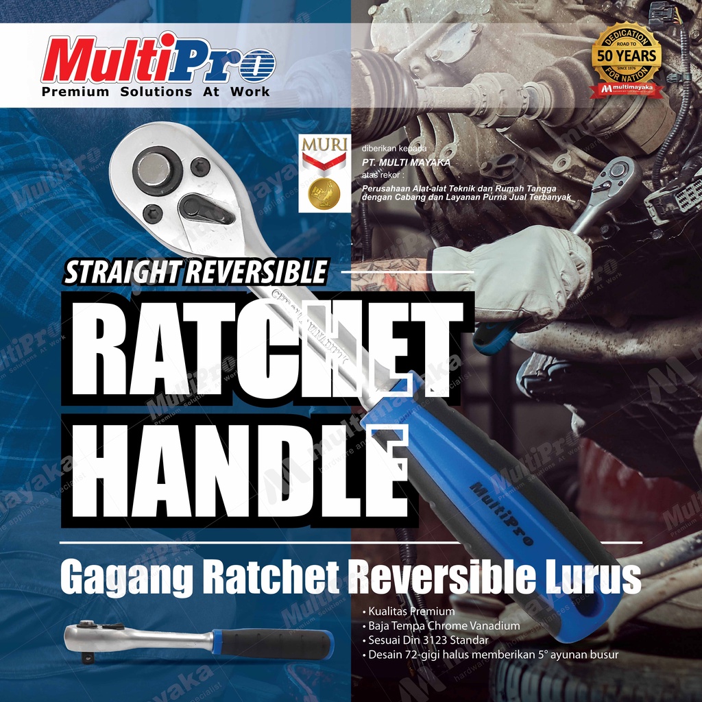 MULTIPRO - GAGANG RATCHET REVERSIBLE LURUS / STRAIGHT REVERSIBEL RATCHET HANDLE - GARANSI RESMI 1