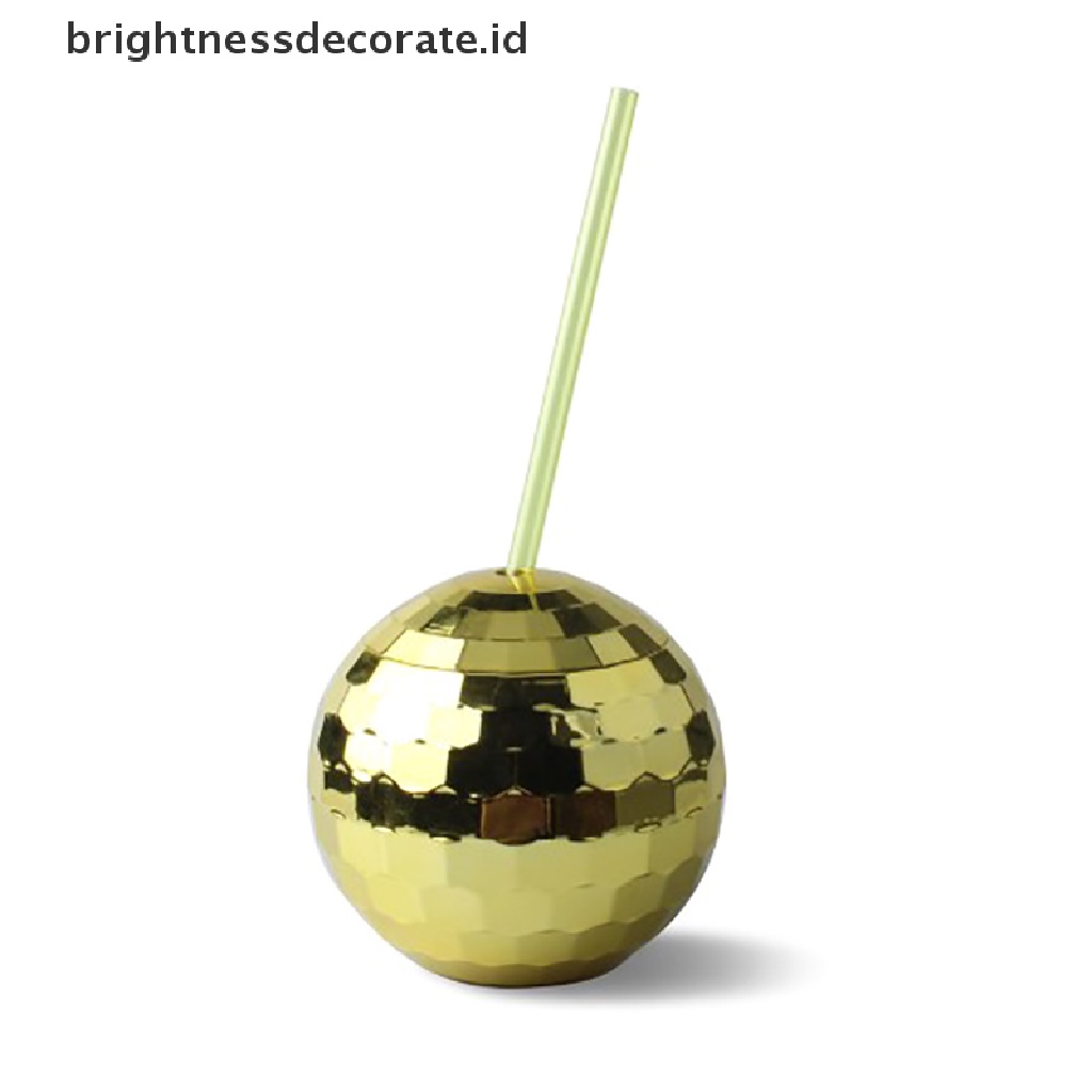 [Birth] Gelas Bola Disco Unik 580ml Dengan Sedotan Flash Cocktail Cup Bar Gelas Minum [ID]