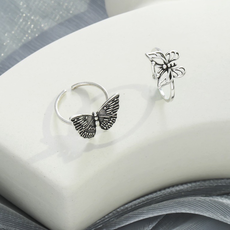 Gothic Vintage Berongga Kupu-Kupu Cincin Untuk Wanita Gadis Adjustable Rings Fashion Cocktail Pesta Statement Jewelry