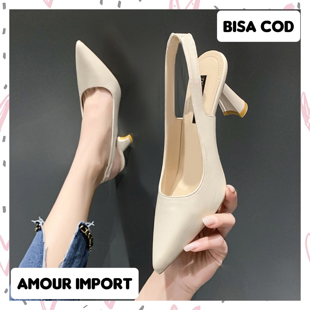 ( AMOUR ) High Heels Wanita Kerja Elegan Premium Import Fashion T-001