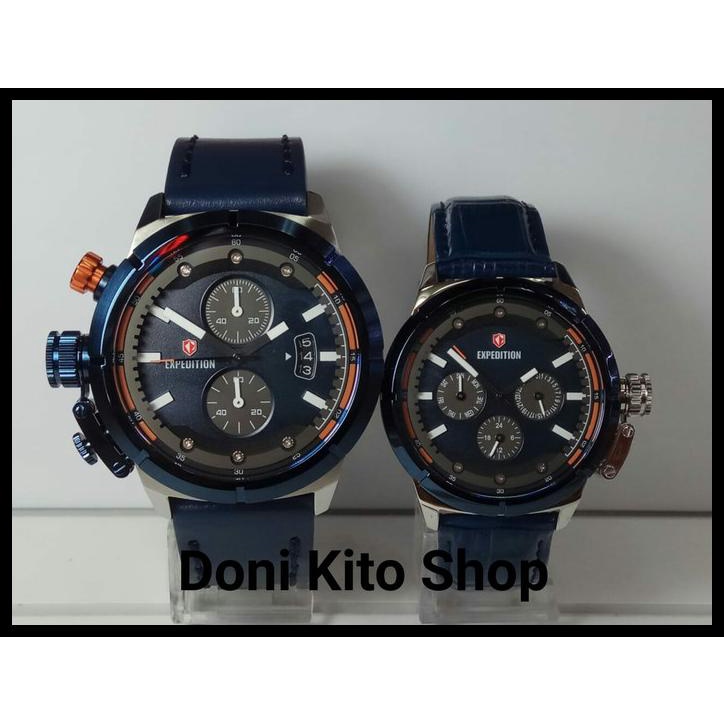 Jam Tangan Couple Expedition Original E-6765 Silver Blue