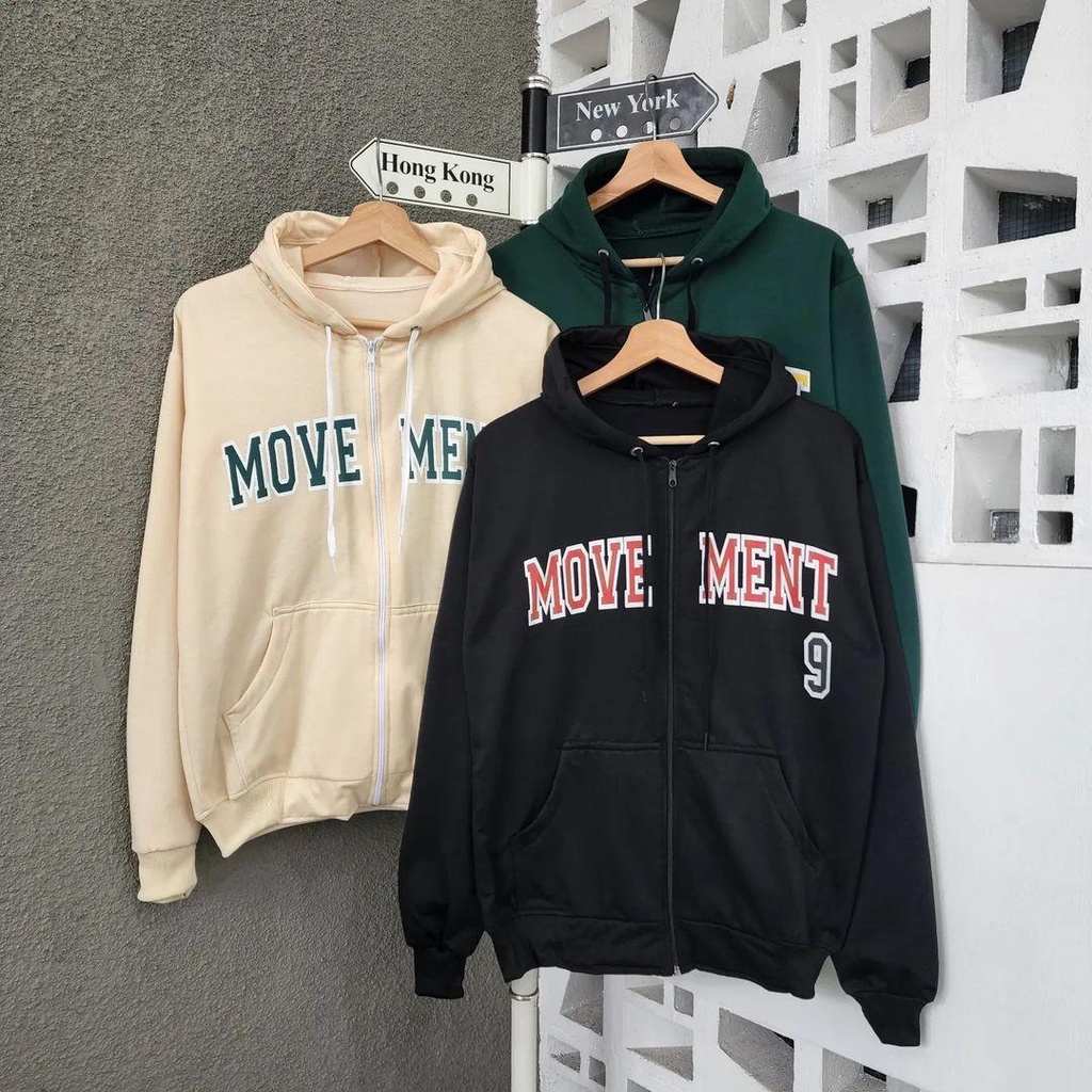 Hoodie Sweater MOVEMENT zipper bisa untuk jaket pria/wanita