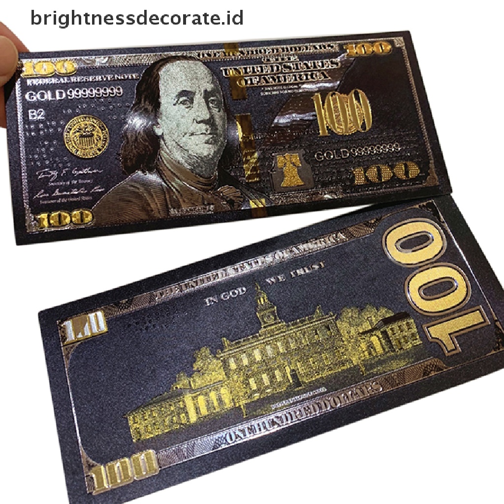 [Birth] Foil Emas Hitam Antik USD 100mata Uang Kertas Dolar Peringatan Decor [ID]