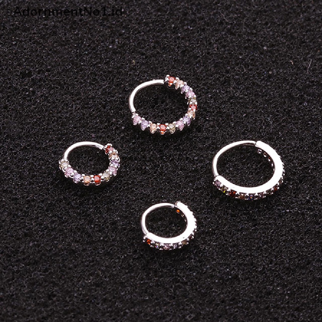 [AdornmentNo1] 1buah Anting Hoop Stainless Steel Maju Lobe Helix Dengan Zircon6 /8 /10mm [ID]