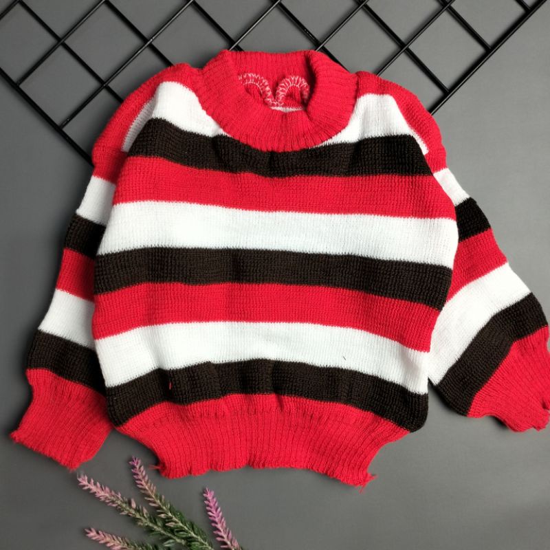 sweater rajut pelangi bayi 6-12 bulan