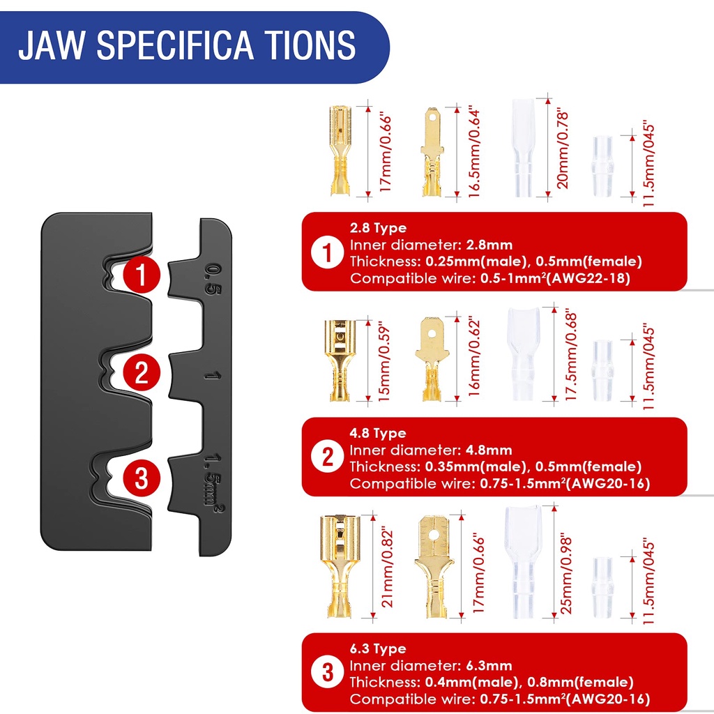 Tubtap Crimping tool 22-16 tang ferrule ujung datar dengan 300 buah colokan kabel 0,5-1,5 mm² tang