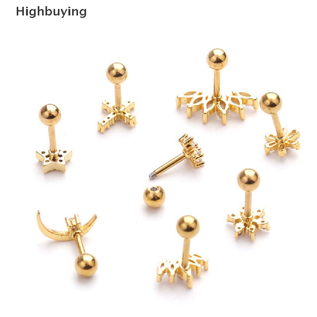 Hbid Kristal Bar Barbel Telinga Tulang Rawan Tragus Helix Studs Earrings Perhiasan Glory